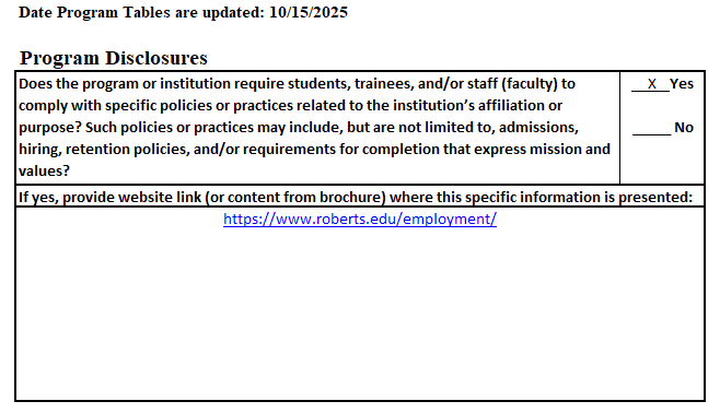PsyD Program Disclosures 2025